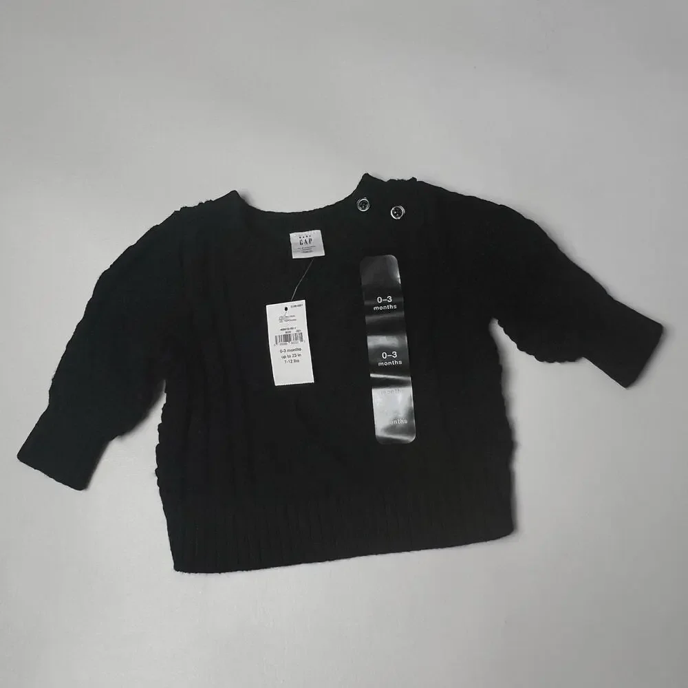 Baby Gap  Black Knitted Long Sleeve Sweater Sz 0-3M
